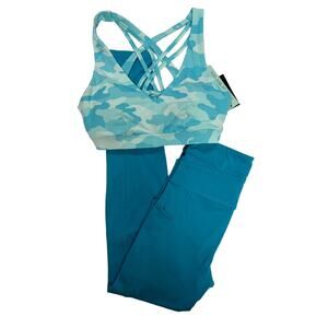 Ideology Workout Top & Cotton-On Body Leggings Outfit Turquoise Blue Small